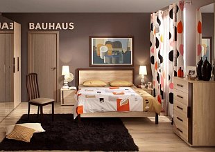 Кровать c матрасом Bauhaus и Smart Askona 140х200, сонома
