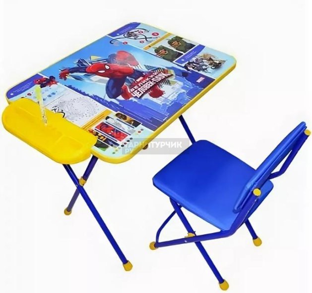 Комплект стол с пеналом и мягкий стул &quot;Человек паук&quot; 3-7 лет