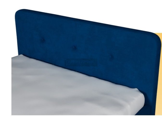 Кровать Легато  со стяжкой 3 пуговицы, синяя, велюр, 140х200