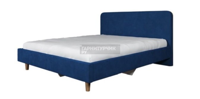 Кровать Легато  со стяжкой 3 пуговицы, синяя, велюр, 160х200