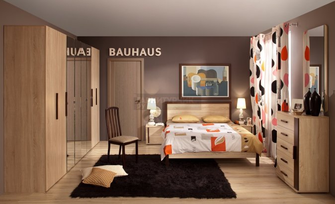 Кровать с матрасом Bauhaus и Smart Askona 90х200, сонома