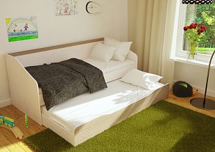 Кровать с матрасом Паскаль и Андрия 80х190, 1 шт,  ясень шимо