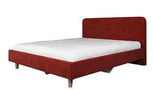 Кровать Легато  со стяжкой пуговицы, красная, велюр, 160х200