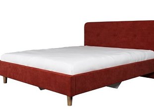 Кровать со стяжкой пуговицы Легато  красная велюр 180х200
